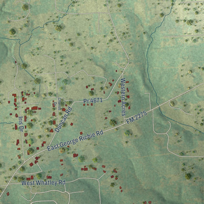 Second close-up of the map of Clarksville City, Texas print showing more streets and buildings