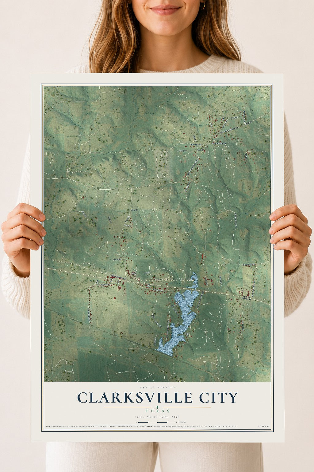 Map of Clarksville City, Texas, 18 x 24 inch unframed archival matte print