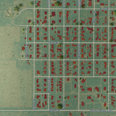 Second close-up of the map of Claude, Texas print showing more streets and buildings