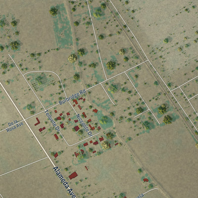 Second close-up of the map of Clint, Texas print showing more streets and buildings