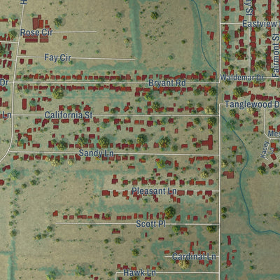 Second close-up of the map of Clyde, Texas print showing more streets and buildings