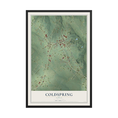 Map of Coldspring, Texas, 12 x 18 inch print in a black wood frame