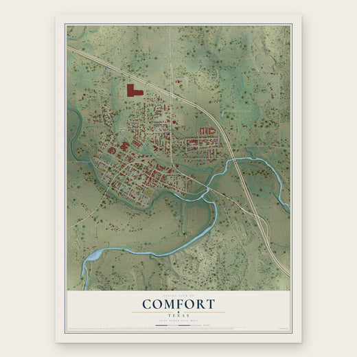 Comfort, Texas map print, the full design