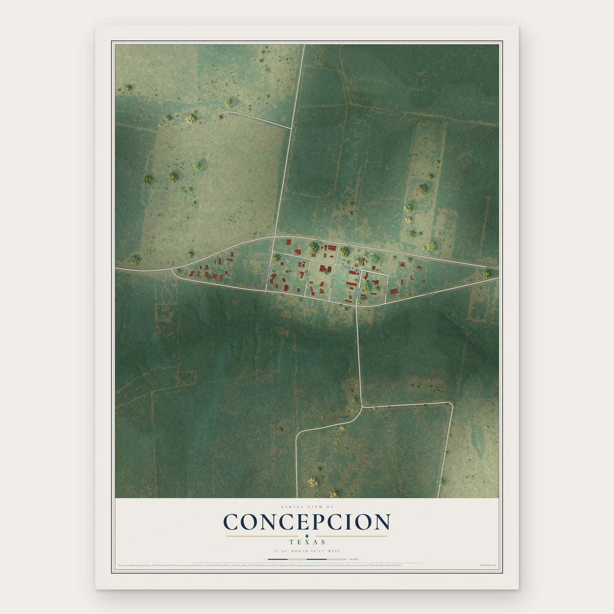 Concepcion, Texas map print, the full design
