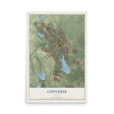 Map of Converse, Texas, 12 x 18 inch unframed archival matte print