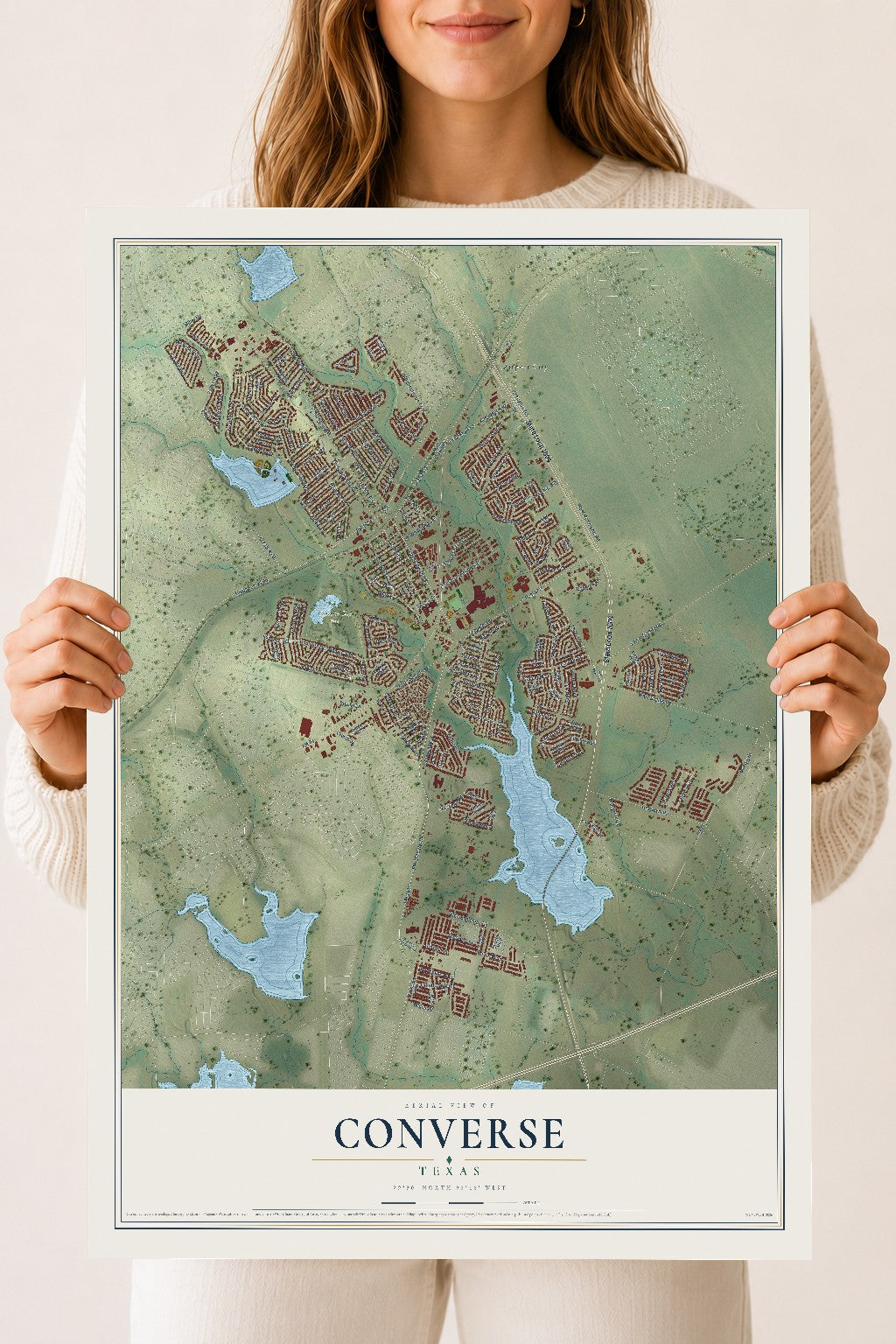 Map of Converse, Texas, 18 x 24 inch unframed archival matte print