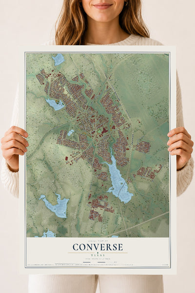 Map of Converse, Texas, 18 x 24 inch unframed archival matte print