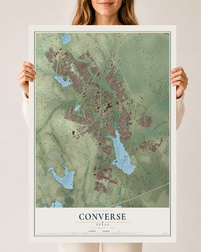 Map of Converse, Texas, 24 x 36 inch unframed archival matte print