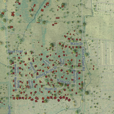 Second close-up of the map of Copper Canyon, Texas print showing more streets and buildings