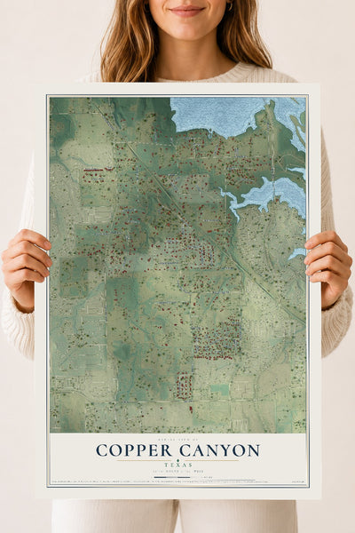 Map of Copper Canyon, Texas, 18 x 24 inch unframed archival matte print