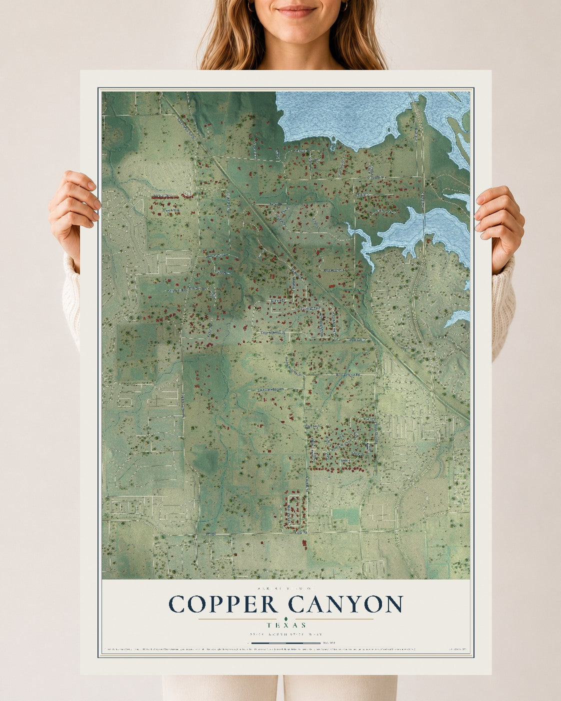 Map of Copper Canyon, Texas, 24 x 36 inch unframed archival matte print