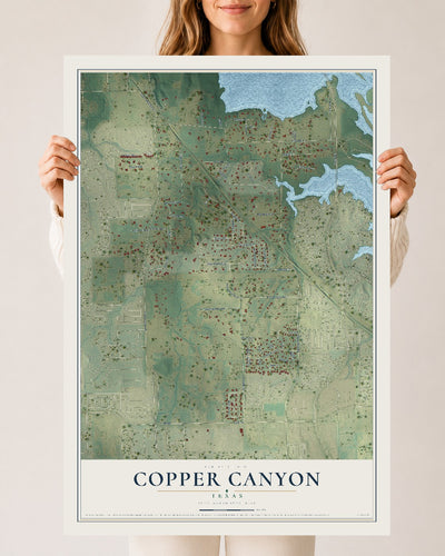 Map of Copper Canyon, Texas, 24 x 36 inch unframed archival matte print