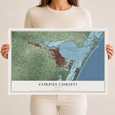 Map of Corpus Christi, Texas, 12 x 18 inch unframed archival matte print