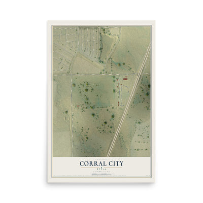 Map of Corral City, Texas, 12 x 18 inch unframed archival matte print