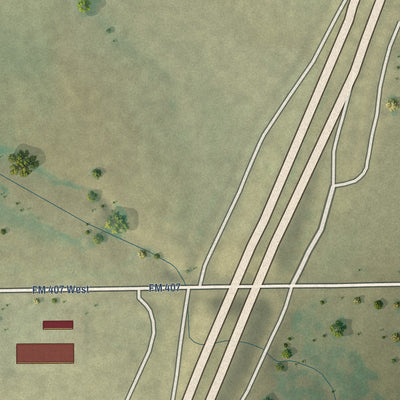 Second close-up of the map of Corral City, Texas print showing more streets and buildings