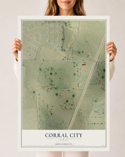 Map of Corral City, Texas, 24 x 36 inch unframed archival matte print