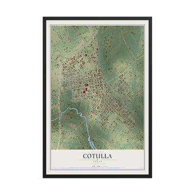 Map of Cotulla, Texas, 12 x 18 inch print in a black wood frame