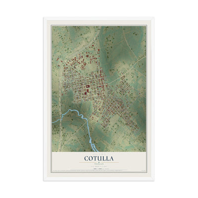 Map of Cotulla, Texas, 12 x 18 inch print in a white wood frame