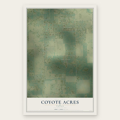 Coyote Acres, Texas map print, the full design