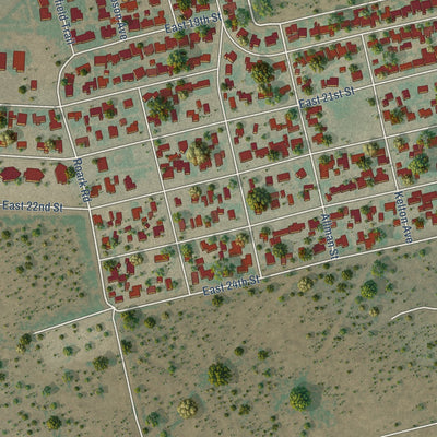 Second close-up of the map of Crane, Texas print showing more streets and buildings