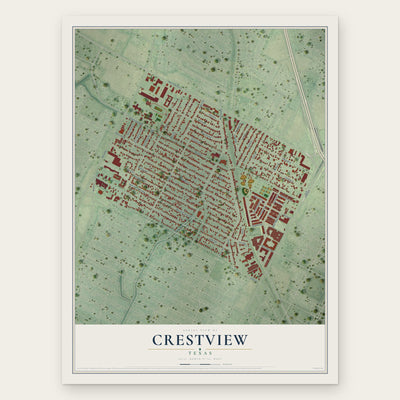 Crestview, Texas map print, the full design