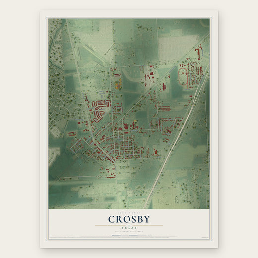 Crosby, Texas map print, the full design
