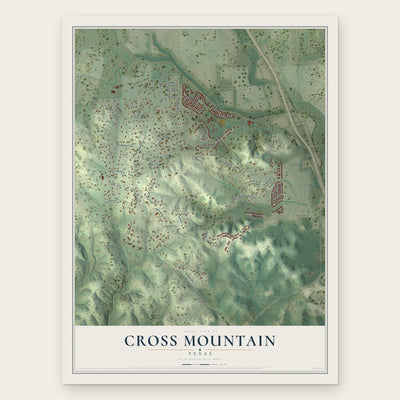 Cross Mountain, Texas map print, the full design