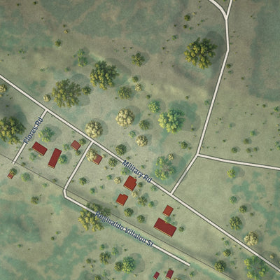 Close-up of the map of Cuevitas, Texas print showing street and building detail