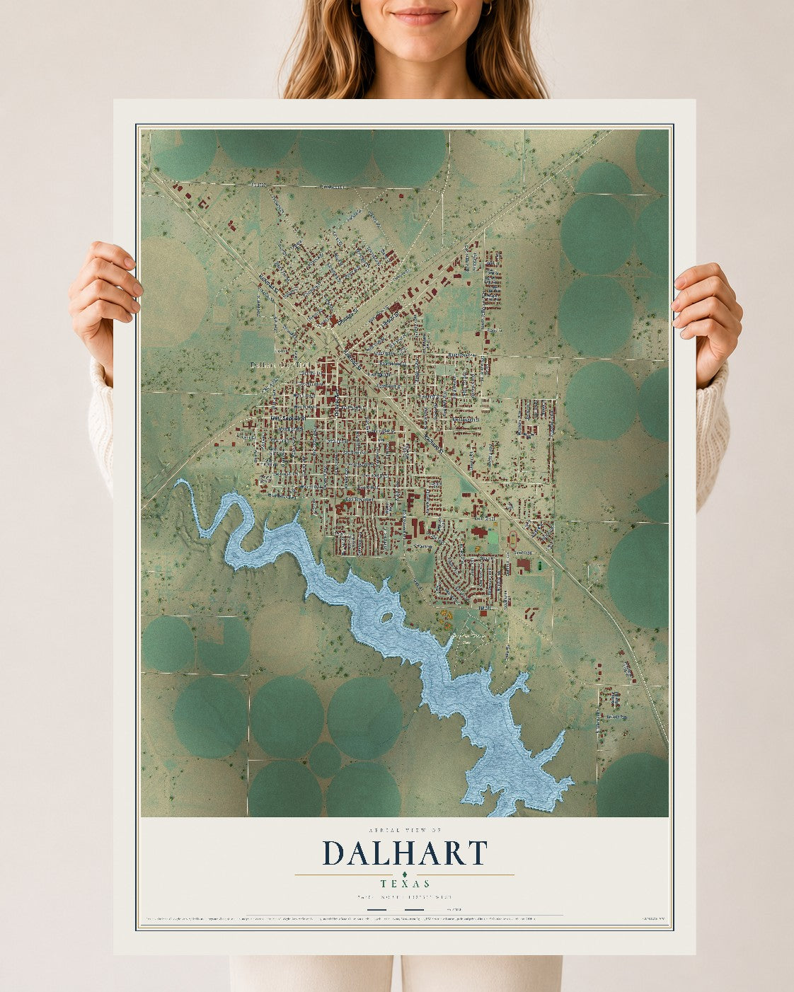 Map of Dalhart, Texas, 24 x 36 inch unframed archival matte print