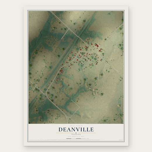 Deanville, Texas map print, the full design