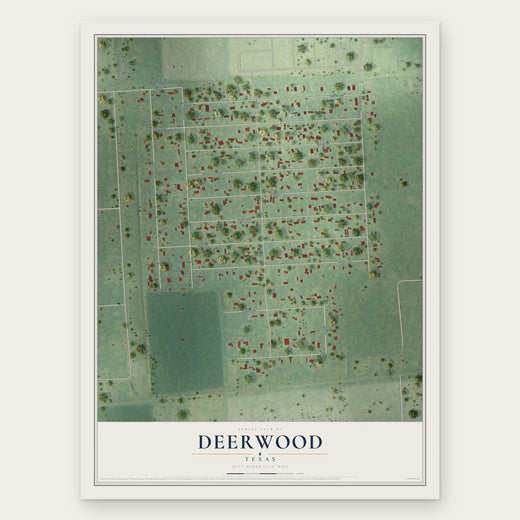 Deerwood, Texas map print, the full design