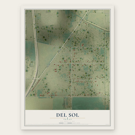 Del Sol, Texas map print, the full design