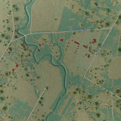 Second close-up of the map of Dennis, Texas print showing more streets and buildings