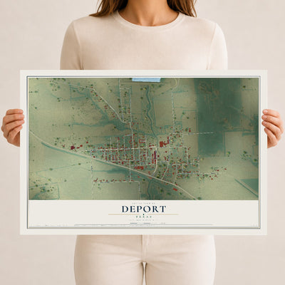Map of Deport, Texas, 12 x 18 inch unframed archival matte print