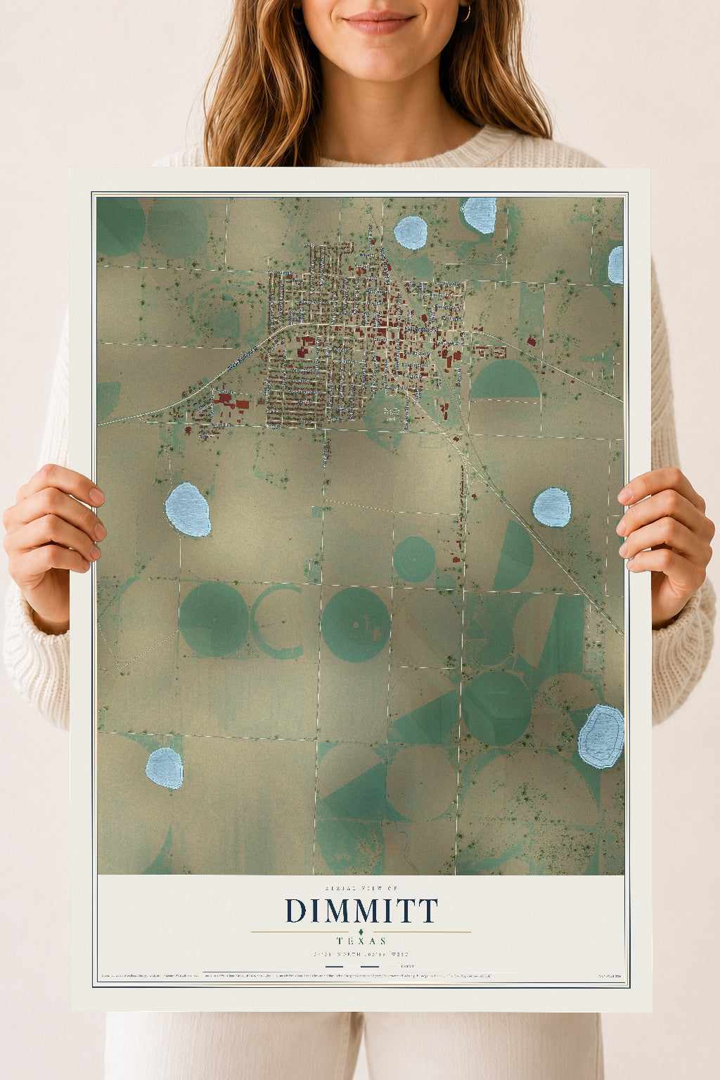 Map of Dimmitt, Texas, 18 x 24 inch unframed archival matte print