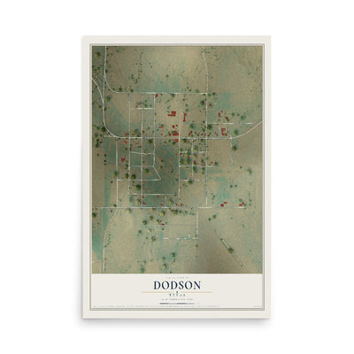 Map of Dodson, Texas, 12 x 18 inch unframed archival matte print