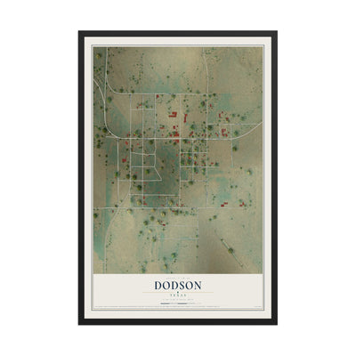 Map of Dodson, Texas, 12 x 18 inch print in a black wood frame