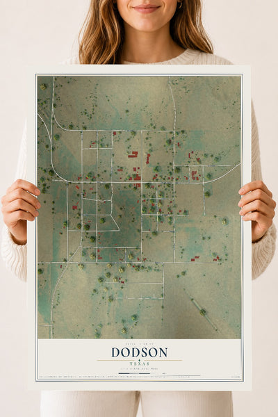 Map of Dodson, Texas, 18 x 24 inch unframed archival matte print