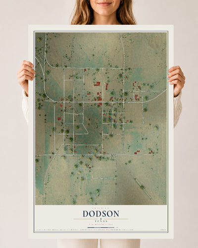 Map of Dodson, Texas, 24 x 36 inch unframed archival matte print