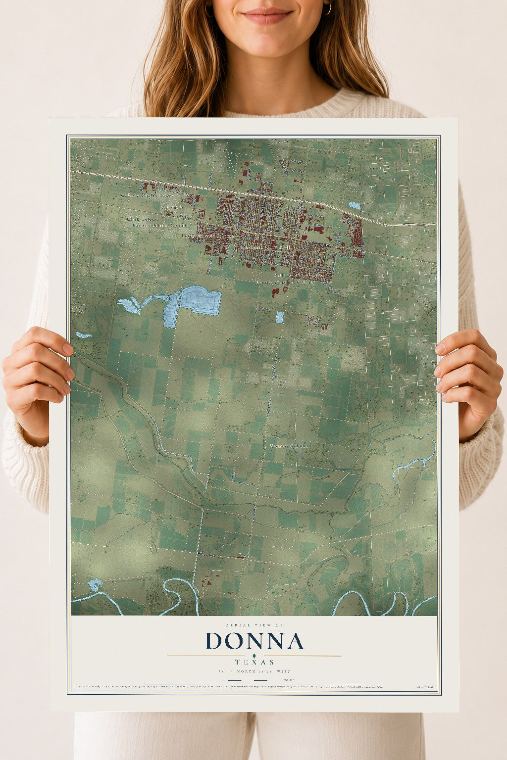 Map of Donna, Texas, 18 x 24 inch unframed archival matte print