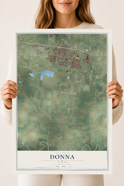 Map of Donna, Texas, 18 x 24 inch unframed archival matte print