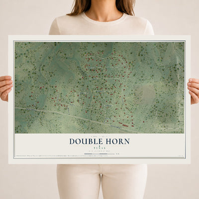 Map of Double Horn, Texas, 18 x 24 inch unframed archival matte print