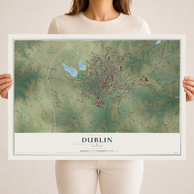 Map of Dublin, Texas, 18 x 24 inch unframed archival matte print