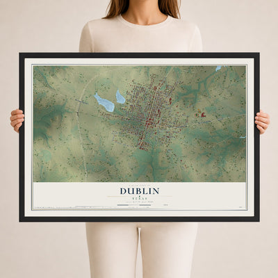 Map of Dublin, Texas, 24 x 36 inch print in a black wood frame