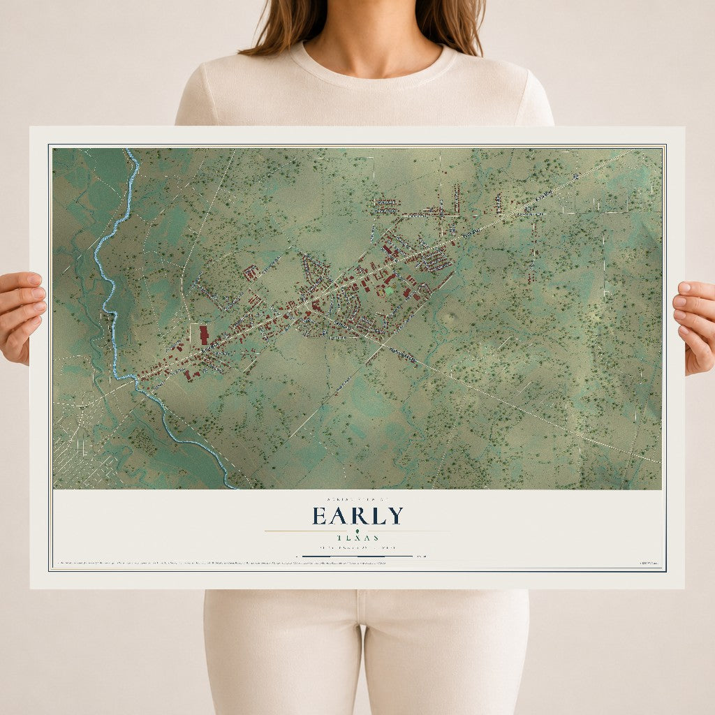 Map of Early, Texas, 18 x 24 inch unframed archival matte print