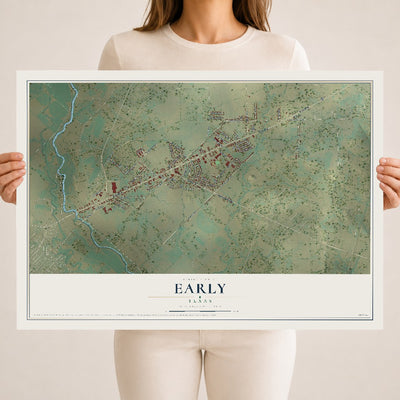 Map of Early, Texas, 18 x 24 inch unframed archival matte print