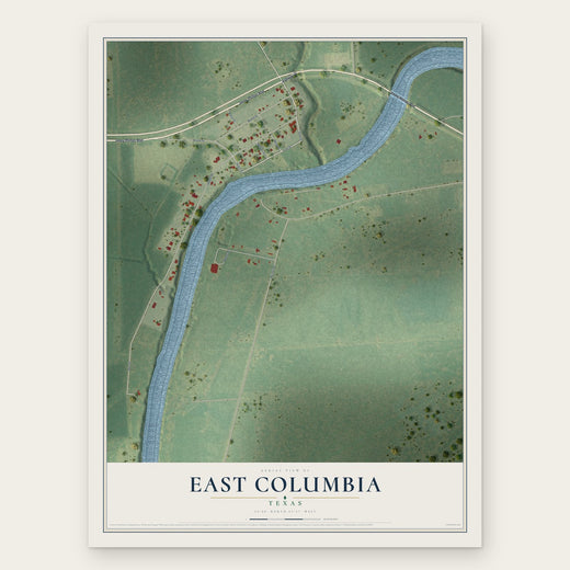 East Columbia, Texas map print, the full design