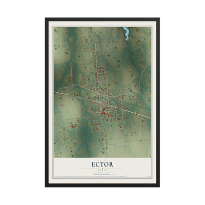 Map of Ector, Texas, 12 x 18 inch print in a black wood frame
