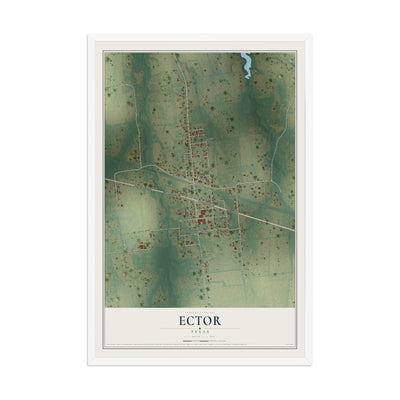 Map of Ector, Texas, 12 x 18 inch print in a white wood frame