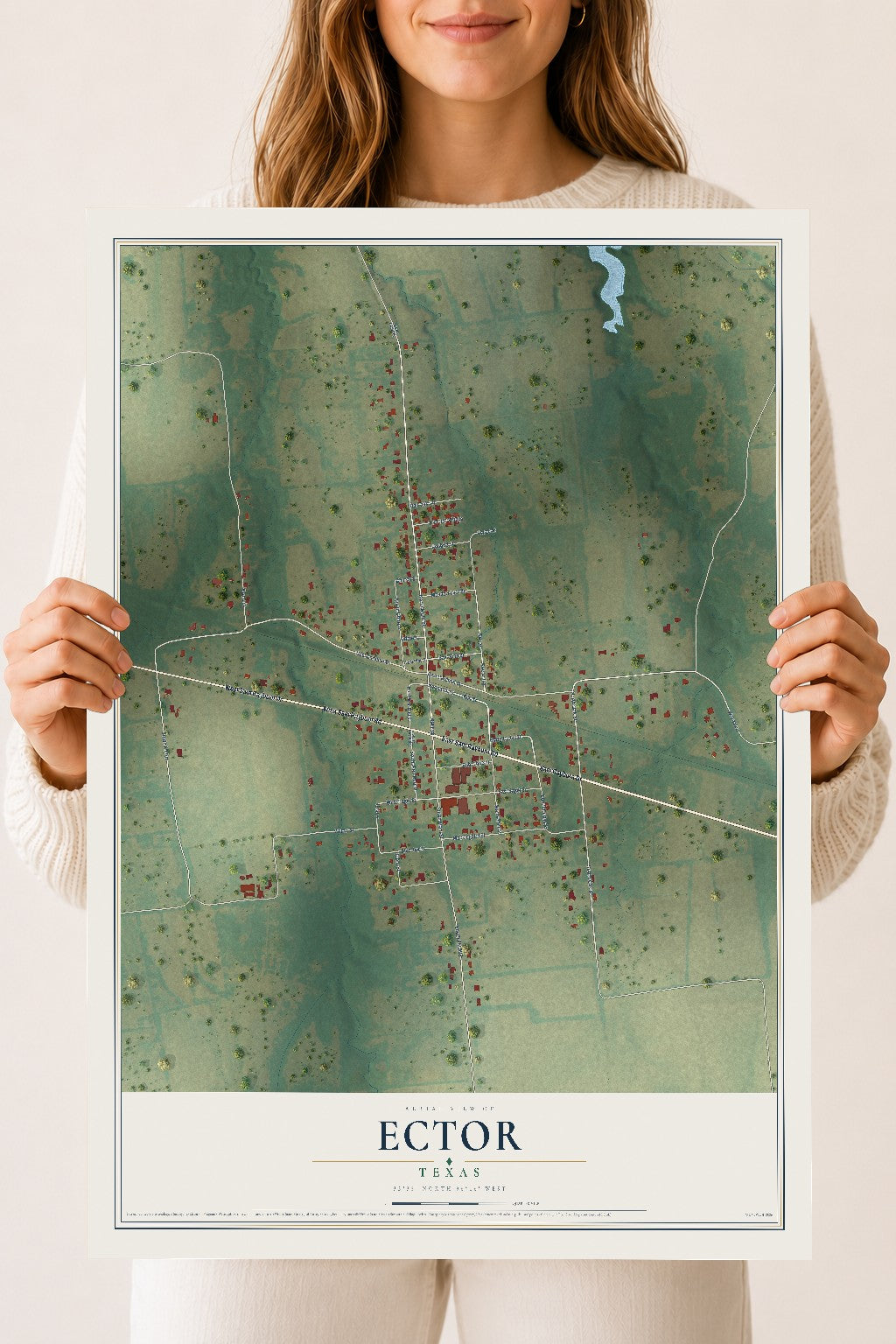 Map of Ector, Texas, 18 x 24 inch unframed archival matte print